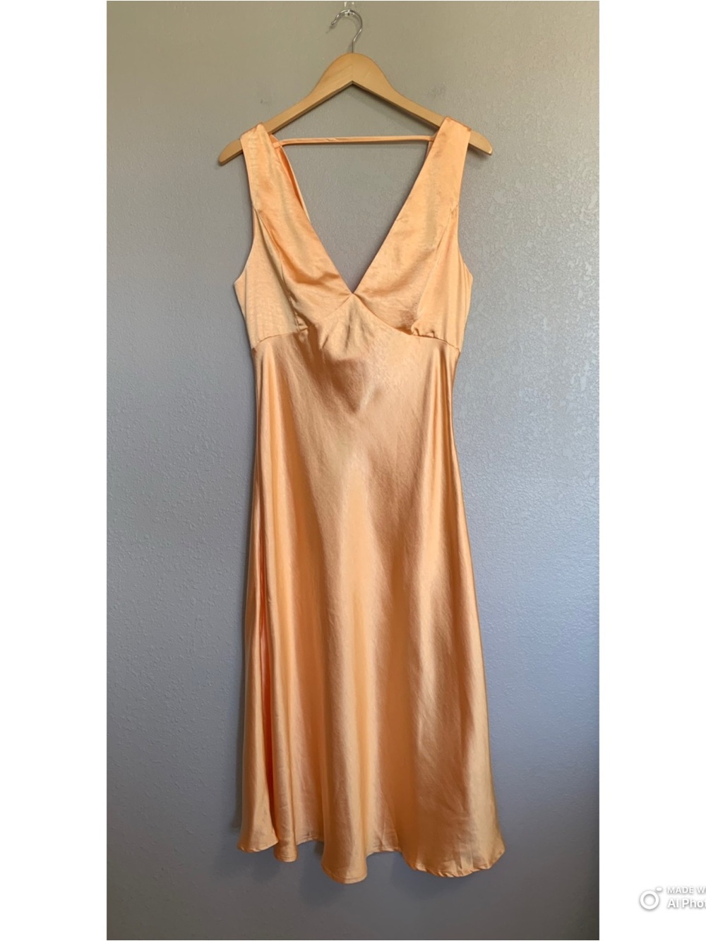 Lulus Large Incredible Love Light Orange Satin Cowl Back Midi Slip Dress NWT - Picture 3 of 16